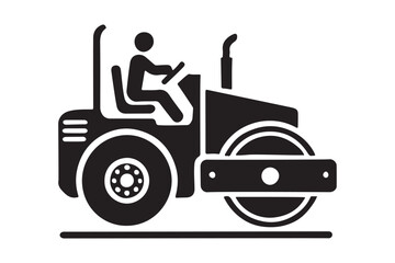 Stylized Road Roller Silhouette Industrial Vehicle Illustration