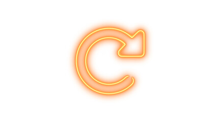 Fototapeta premium Neon symbol rotate righticon brown color glow with transparent background