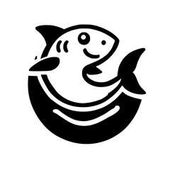 Playful Shark Cartoon: A Monochrome Marine Delight. This charming illustration features a stylized shark, perfect for adding a touch of aquatic whimsy to your projects.