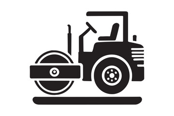 Minimalist Road Roller Silhouette Heavy Equipment Vector