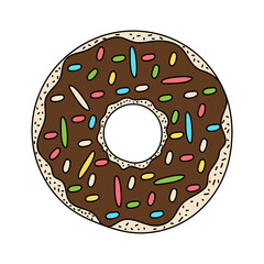 Kawaii Donut Clipart: Doodle Donut Clipart: Colorful Donut Clipart Vector