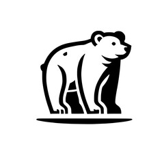 Polar Bear Cub: Minimalist Black and White Vector Graphic Design