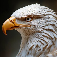 Close-up of a detailed carved eagle head.