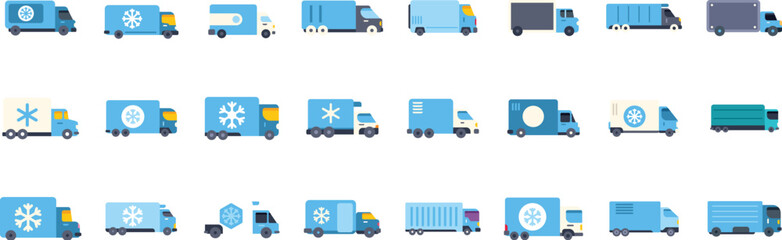Refrigerated trucks delivering frozen food maintaining optimal temperature during transportation