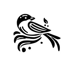 Elegant Black and White Bird Illustration: Minimalist Avian Art Print, Nature-Inspired Graphic Design