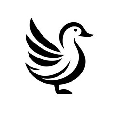 Elegant Duck Bird Logo: Black and White Minimalist Vector Design. Perfect for nature, wildlife, and animal-related brands.
