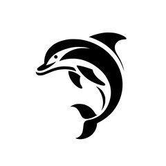 Obraz premium Elegant Black and White Dolphin Vector Graphic: A Stunning Symbol of Marine Life