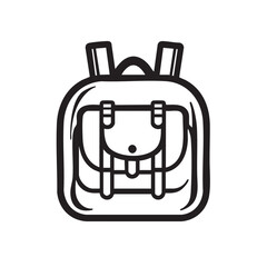 School Bag Flat Black and White icon Design Minimal on white background