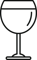 Wineglass with red wine simple black line icon isolated on white background