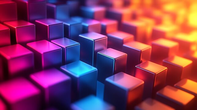 A bright and clear image, 8k high definition, of a 3D animated wallpaper featuring abstract geometric patterns with vibrant colors and depth 