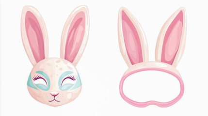 Obraz premium Vector illustration of an Easter bunny ears headband and costume mask, isolated on white background