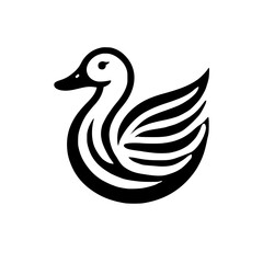 Monochrome Duck: A Minimalist Bird Illustration.  Elegant black and white graphic design, perfect for logo, icon, or art print.  Simple, abstract vector art of waterfowl.