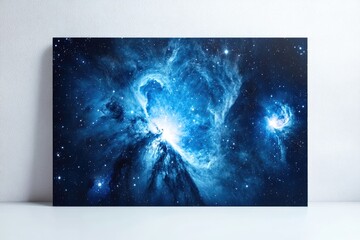 A mesmerizing cosmic canvas depicting a vibrant nebula with swirling gases and scattered stars, a breathtaking celestial scene.