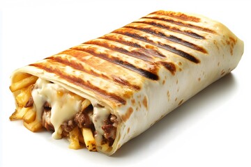 A traditional french taco isolated on a white background