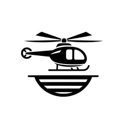 Helicopter Icon: A Sleek Vector Graphic of a Helicopter in Flight, Perfect for Aviation Designs and Transportation Themes
