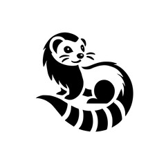Adorable Ferret Silhouette: Black and White Vector Graphic
