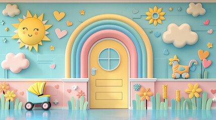 Colorful wall art for playrooms sunshine and rainbows in child-friendly design