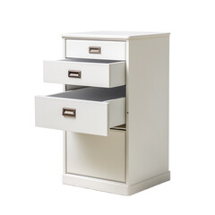 Elegant White Filing Cabinet on transparent background.