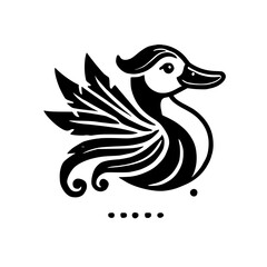 Obraz premium Elegant Monochrome Duck Illustration: Vintage Bird Graphic Design