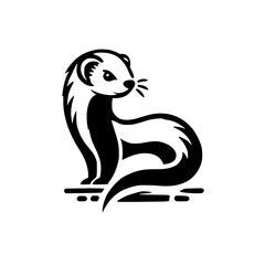 Ferret: Elegant Black and White Animal Vector Graphic. Perfect for logos, illustrations, and nature-themed designs.