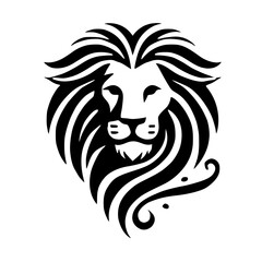 Majestic Lion: A Black and White Abstract Wildlife Portrait.  Stylized vector graphic design, perfect for logo, print, or home decor.  Symbol of strength, power, and royalty.