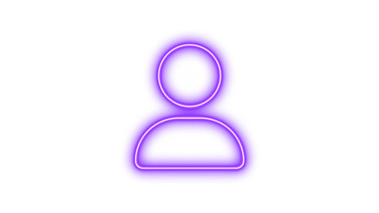 Neon symbol user icon purple color glow with transparent background