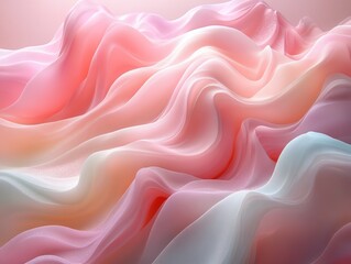 Obraz premium Flowing fabric waves on pink background, texture pattern, for design, abstract