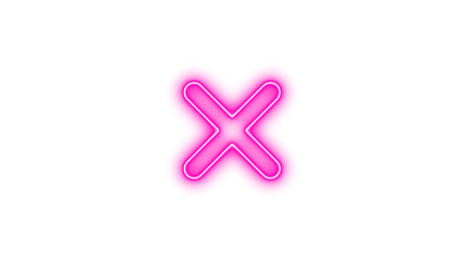 Obraz premium Neon symbol xmark icon pink color glow with transparent background