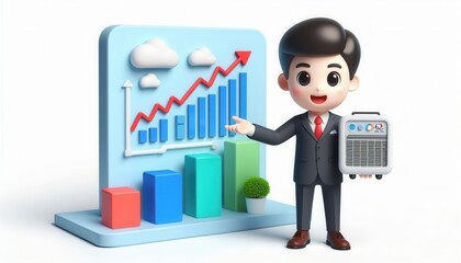 Analyzing business growth trends with professional 3d data visualization in marketing