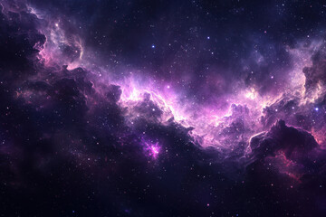 Obraz premium Vibrant purple nebula stretching across deep space with glowing cosmic dust.