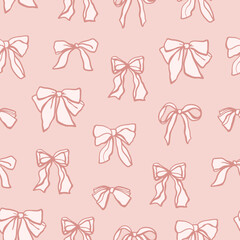 Hand drawn different small bows seamless pattern