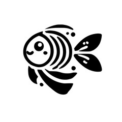 Cute Black and White Fish Illustration: Minimalist Animal Graphic Design