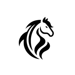 Abstract Horse Head Logo Design: Elegant Black and White Equine Vector Graphic