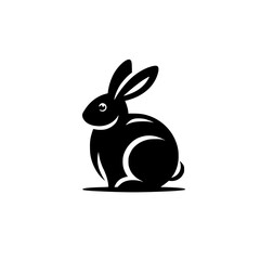 Elegant Black Rabbit Silhouette: A Minimalist Vector Design