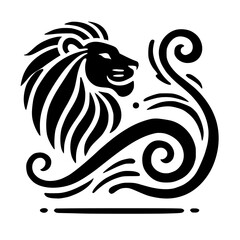 Majestic Lion in Abstract Style: Black and White Vector Art Print