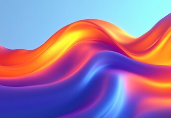 Obraz premium Abstract image of vibrant, flowing colors. Warm oranges and yellows blend into cool blues and purples, creating a dynamic, wave like pattern against