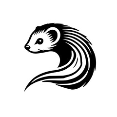 Ferret Minimalist Line Art: Elegant Black and White Vector Design. Perfect for nature lovers and graphic design enthusiasts.