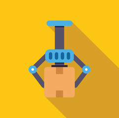 Robotic arm lifting cardboard box, enhancing efficiency and automation in warehouse operations