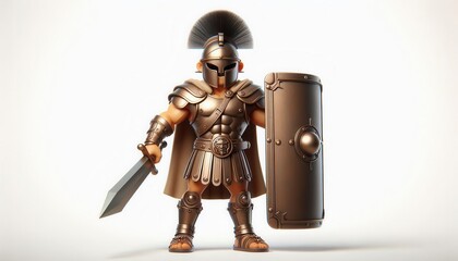 Naklejka premium Epic battle scene cartoon spartan warrior fantasy realm 3d illustration vibrant colors