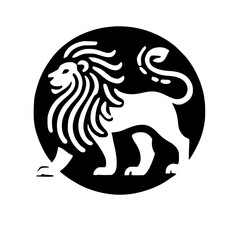 Majestic Lion in a Circle: A Powerful Symbol of Strength and Royalty.  Perfect for logo design, branding, and artistic expression.