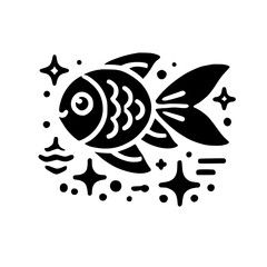 Elegant Black and White Koi Fish Illustration: Minimalist Aquatic Animal Design