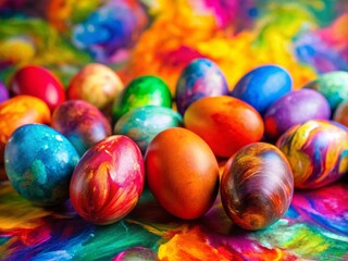 Fototapeta premium Colorful Easter Eggs Abstract Brushstroke Painting Stock Photo