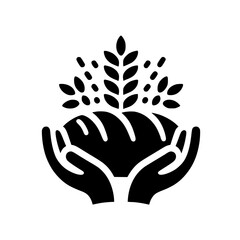 Generosity and Wheat: A Black and White Illustration of Hands Offering a Loaf of Bread