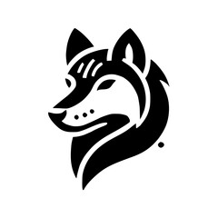 Wolf Head Minimalist Line Art: Black and White Vector Graphic Design