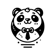 Adorable Panda Cartoon Character: Black and White Vector Illustration