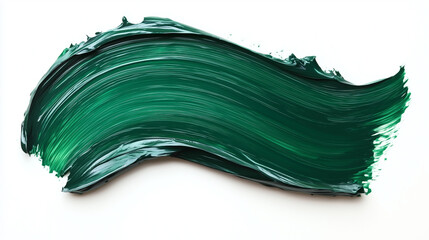 Green paint brushstroke on white background, created with generative AI technology  
