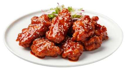 PNG Korean fried chicken meat food vegetable.