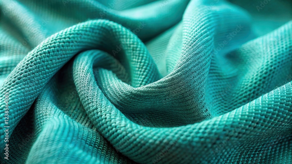 Poster textured teal fabric swirls and drapes in abstract design