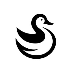 Elegant Black and White Duck Logo Design: Minimalist Vector Icon for Branding