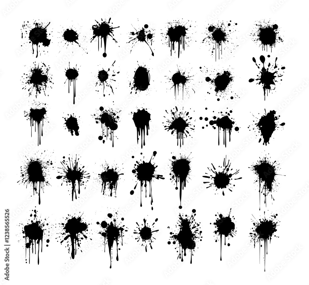 Canvas Prints black blots and splashes vector set. blobs stains smudges splatters spots graffiti splotches spray g